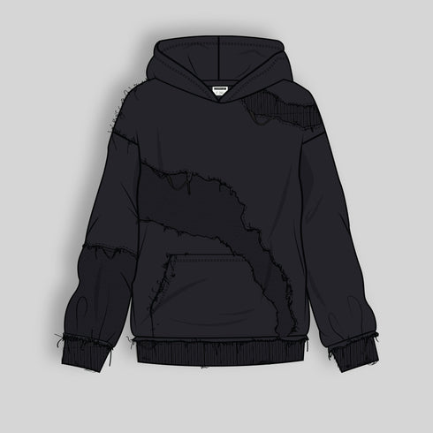 Black Stitched hoodie